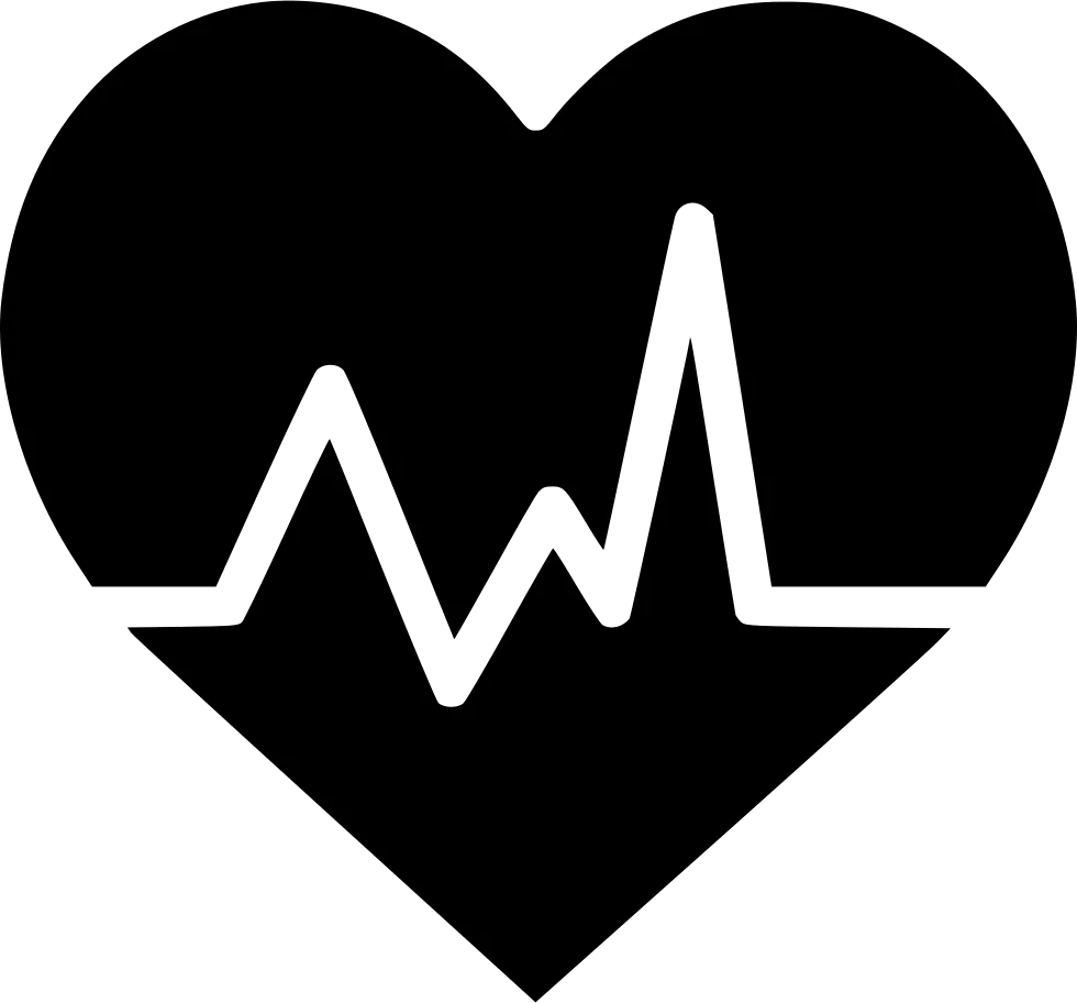 Heart Pulse Lifeline Silhouette: Symbolic Health and Cardiac Wellness Clipart Icon