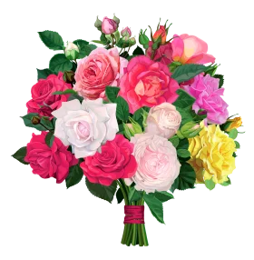 Lush Romantic Rose Bouquet Clipart: A Colorful Symphony of Blooming Elegance