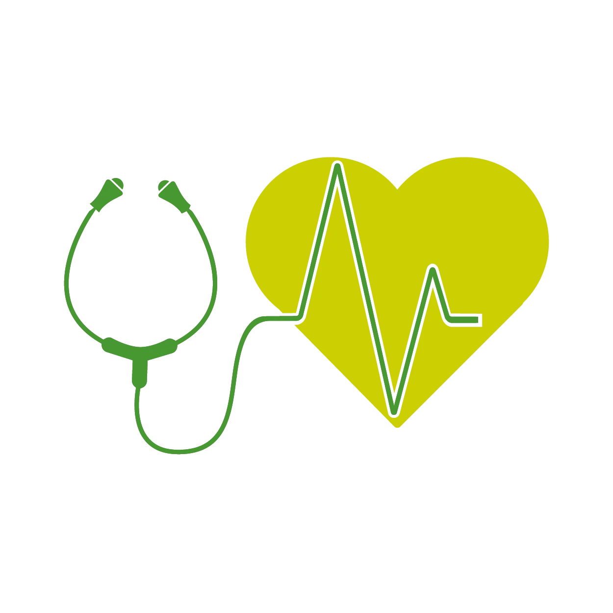 Medical Health Monitoring Stethoscope and Heartbeat Rhythm Clipart Design