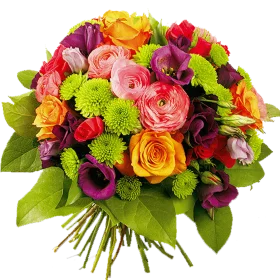 Radiant Rainbow Floral Arrangement Clipart - Stunning Botanical Burst of Color
