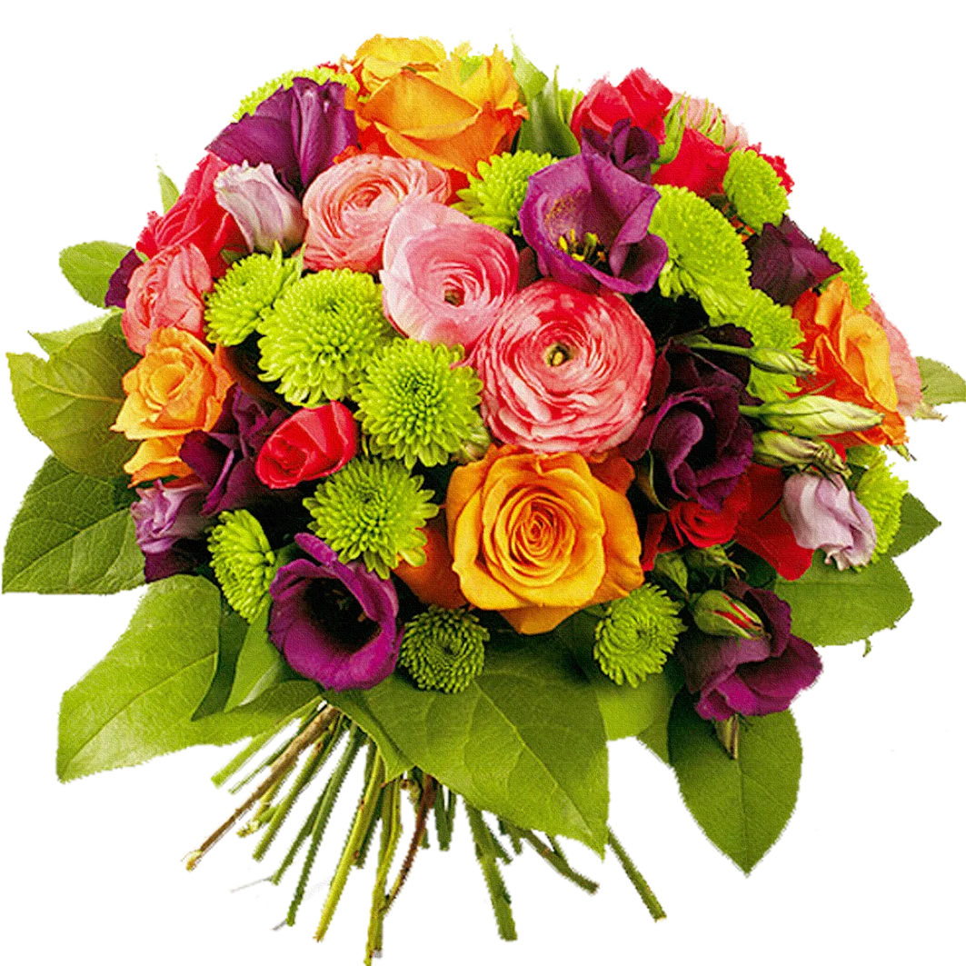 Radiant Rainbow Floral Arrangement Clipart - Stunning Botanical Burst of Color