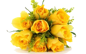 Radiant Sunshine Yellow Roses Clipart Bouquet with Delicate Greenery Accents