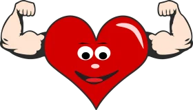 Strong Heart Health Mascot Flexing Muscles Cartoon Clipart Illustration
