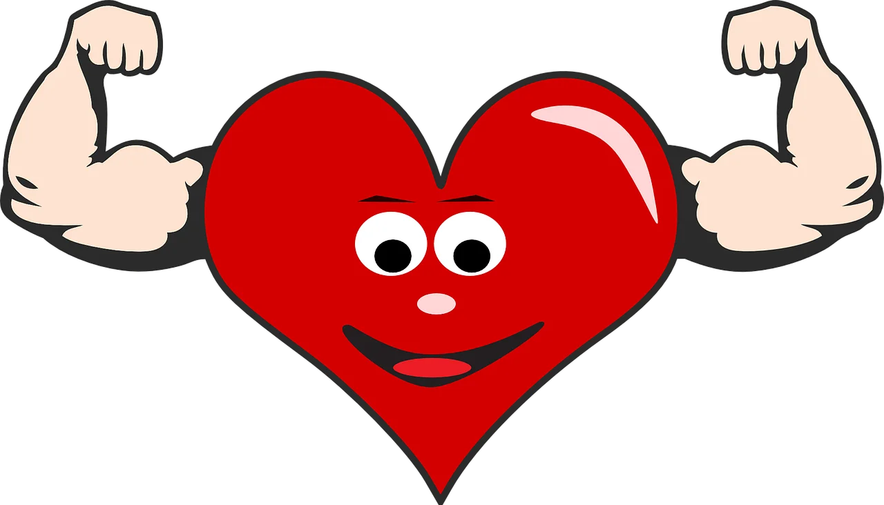 Strong Heart Health Mascot Flexing Muscles Cartoon Clipart Illustration