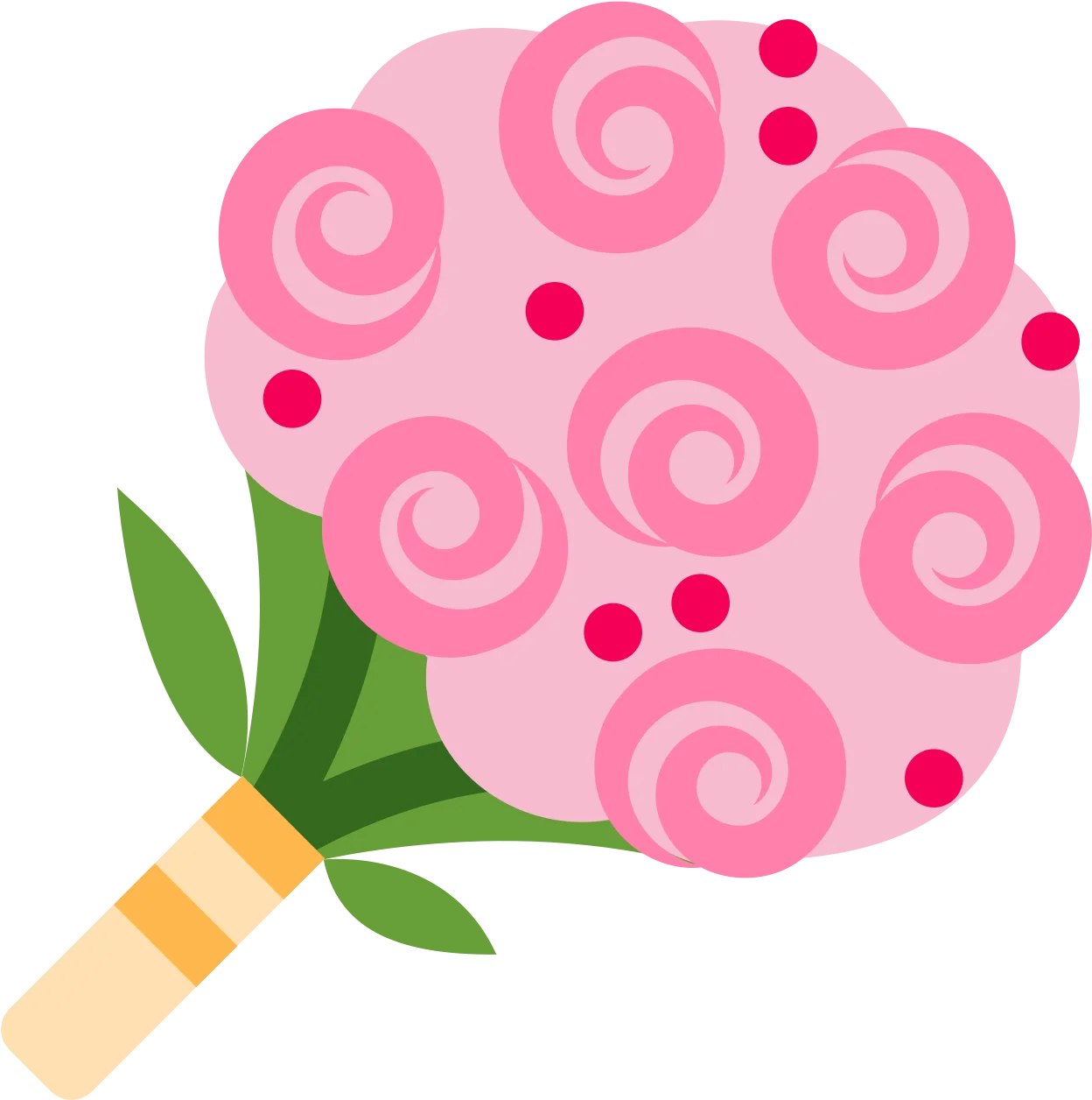 Whimsical Pink Swirling Roses Bouquet Elegant Floral Clipart Design