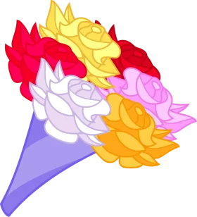Whimsical Rainbow Rose Bouquet Clipart: A Colorful Floral Explosion of Soft Petals