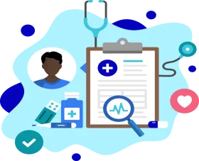 Comprehensive Digital Healthcare Services and Medical Consultation Clipart Illustration