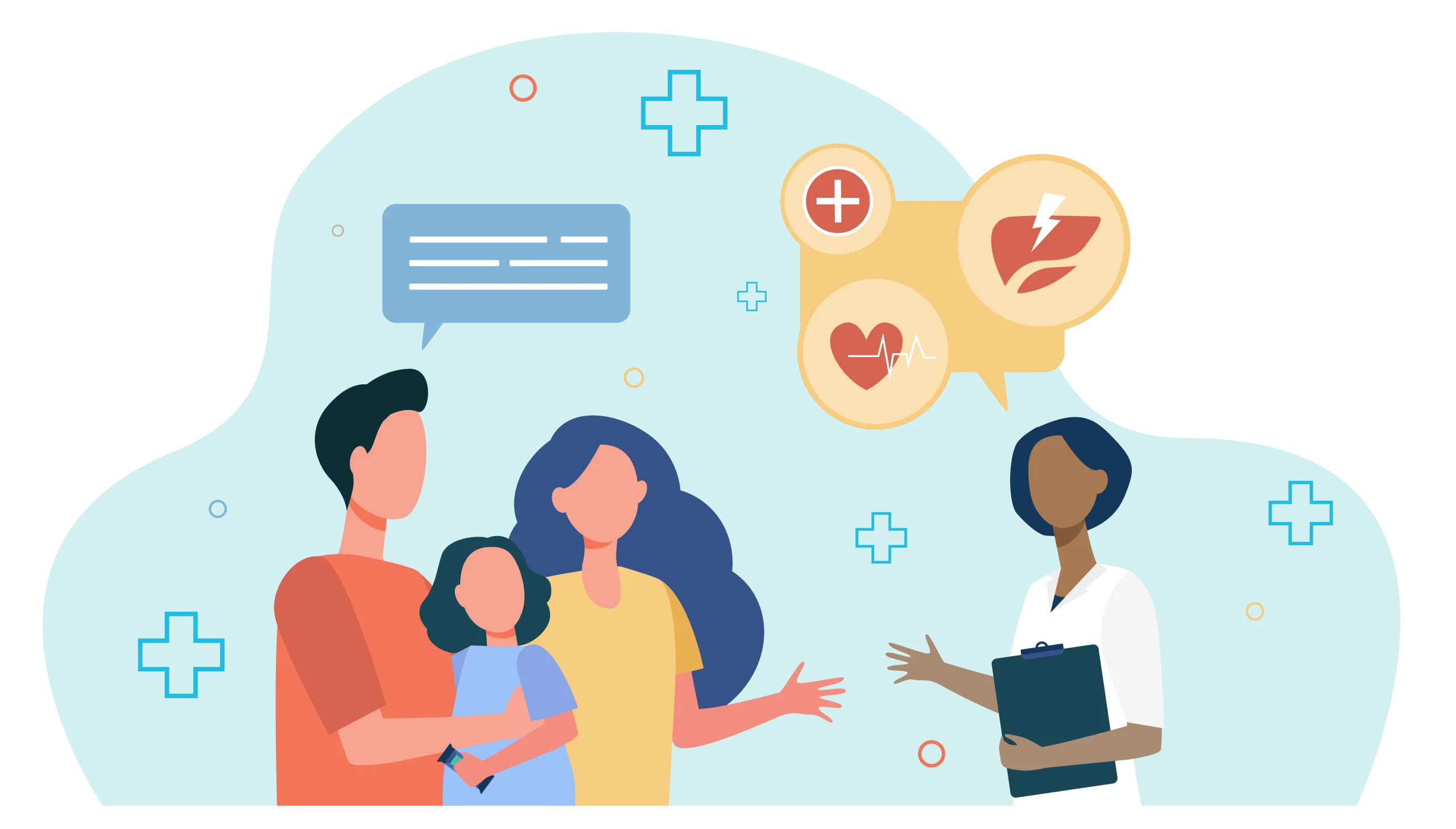 Comprehensive Healthcare Consultation Clipart Illustration for Family Wellness
