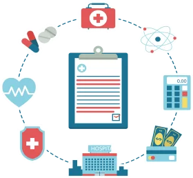 Comprehensive Healthcare System Network Management Clipart Illustration