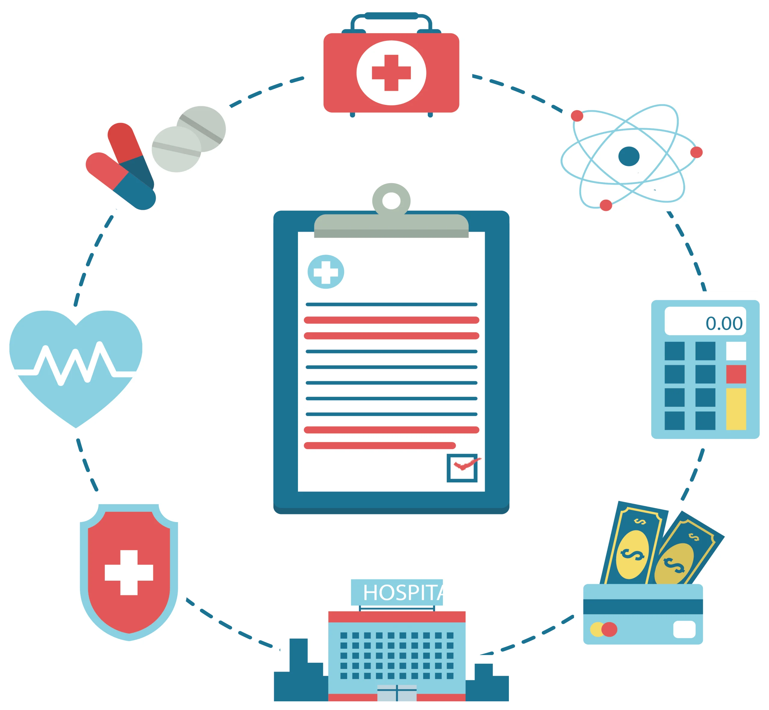 Comprehensive Healthcare System Network Management Clipart Illustration