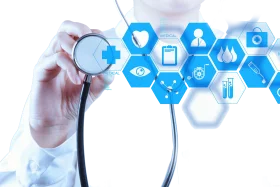 Digital Healthcare Innovation Clipart Showcasing Medical Technology Connections