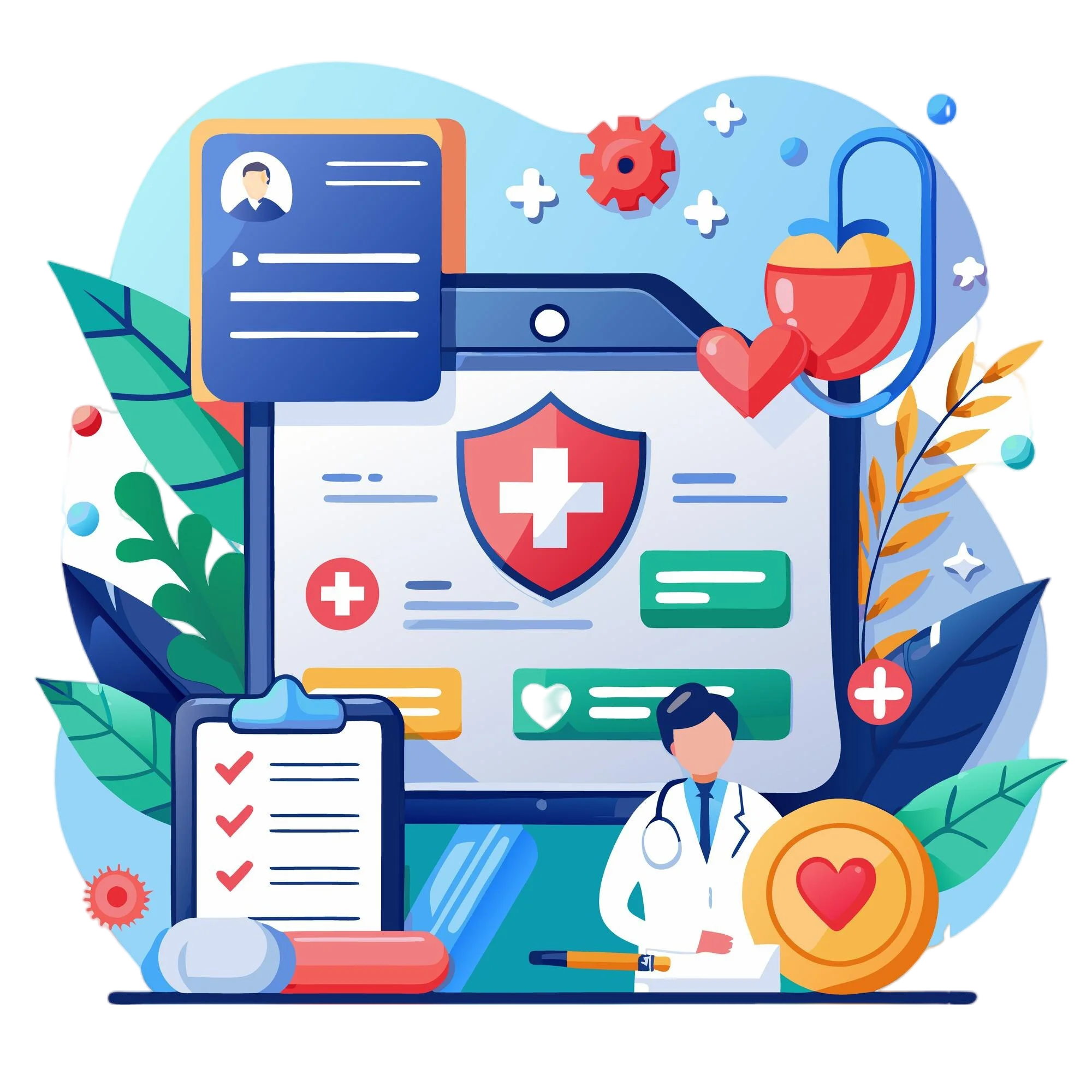 Digital Healthcare Management Ecosystem Illustration Clipart Design
