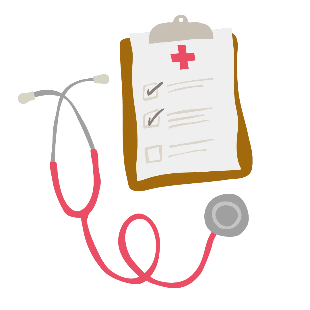 Medical Health Assessment Clipboard and Stethoscope Professional Clipart Design