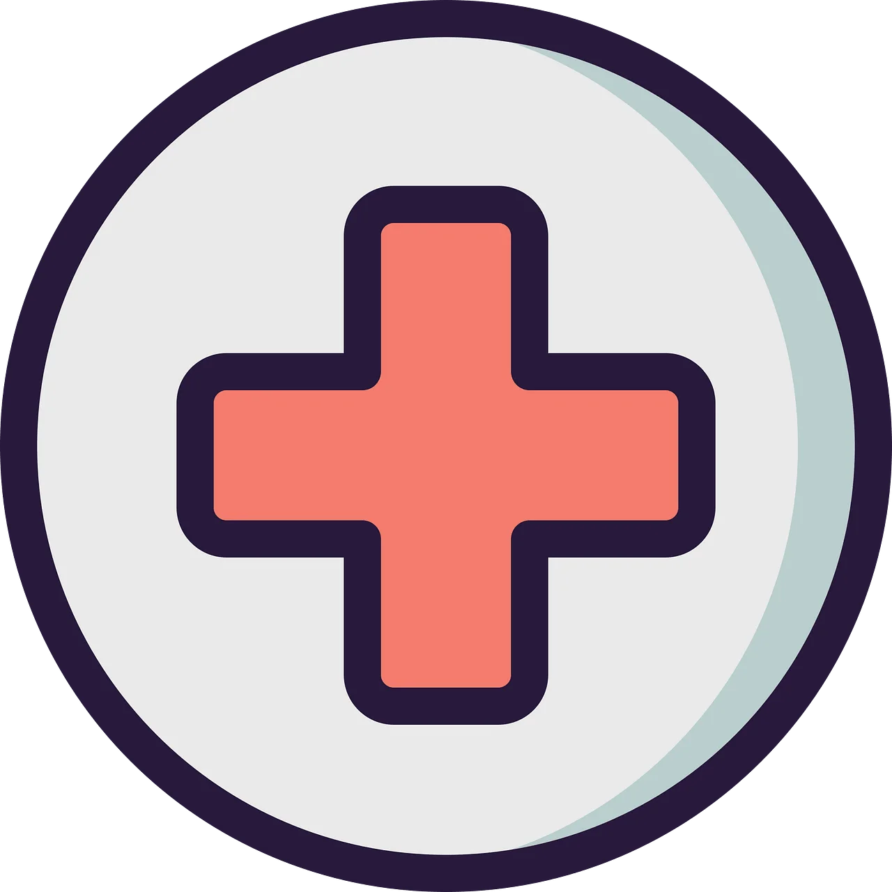 Medical Health Cross Symbol Minimalist Round Geometric Clipart Icon Design