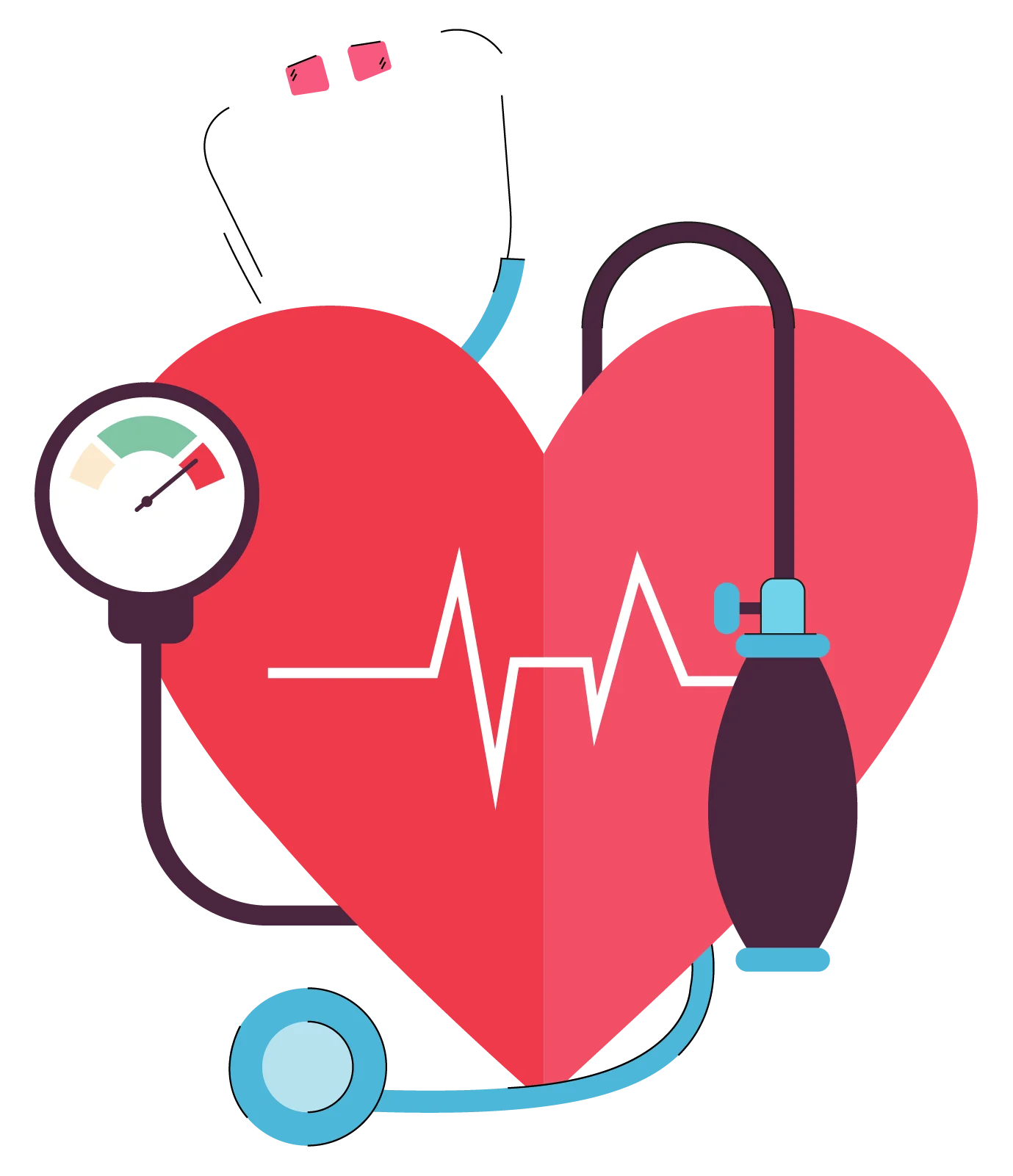 Medical Health Monitoring Diagnostic Heart Care Wellness Clipart Design