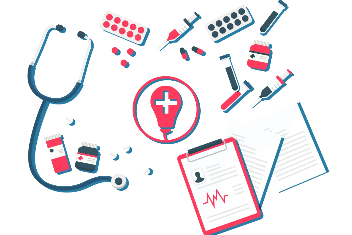 Medical Healthcare Essential Tools and Diagnostic Instruments Clipart Collection
