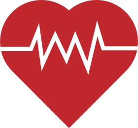 Red Heart with Electrocardiogram Pulse Health Medical Emergency Clipart Symbol