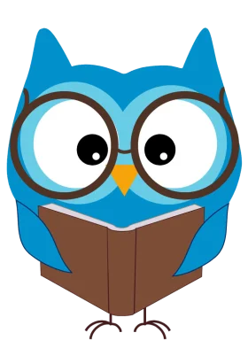 Adorable Blue Owl Reading Book Clipart: Wise and Studious Character Design