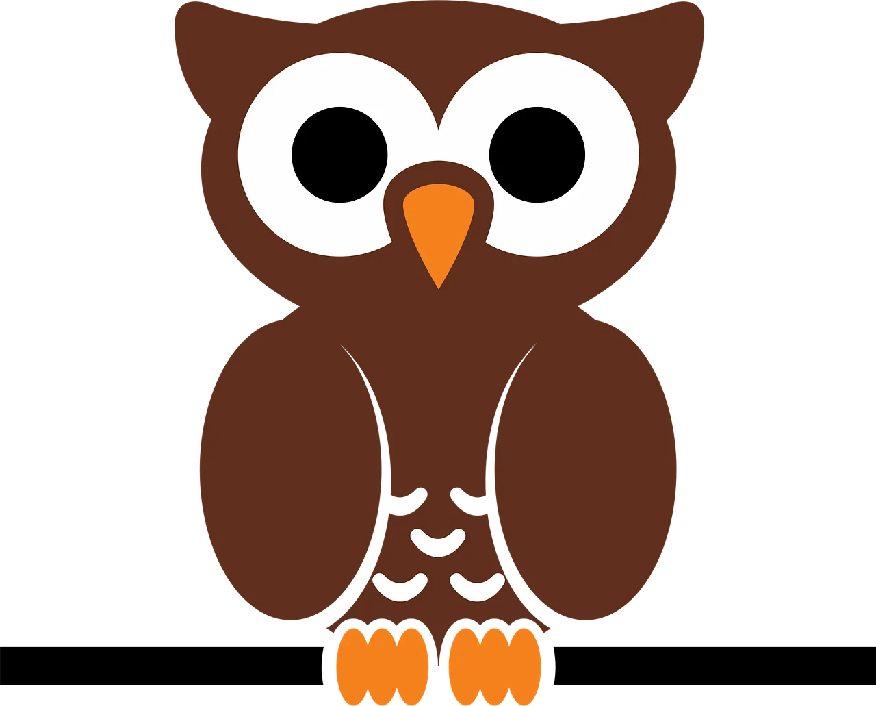 Adorable Brown and Orange Cartoon Owl Clipart with Large Expressive Eyes