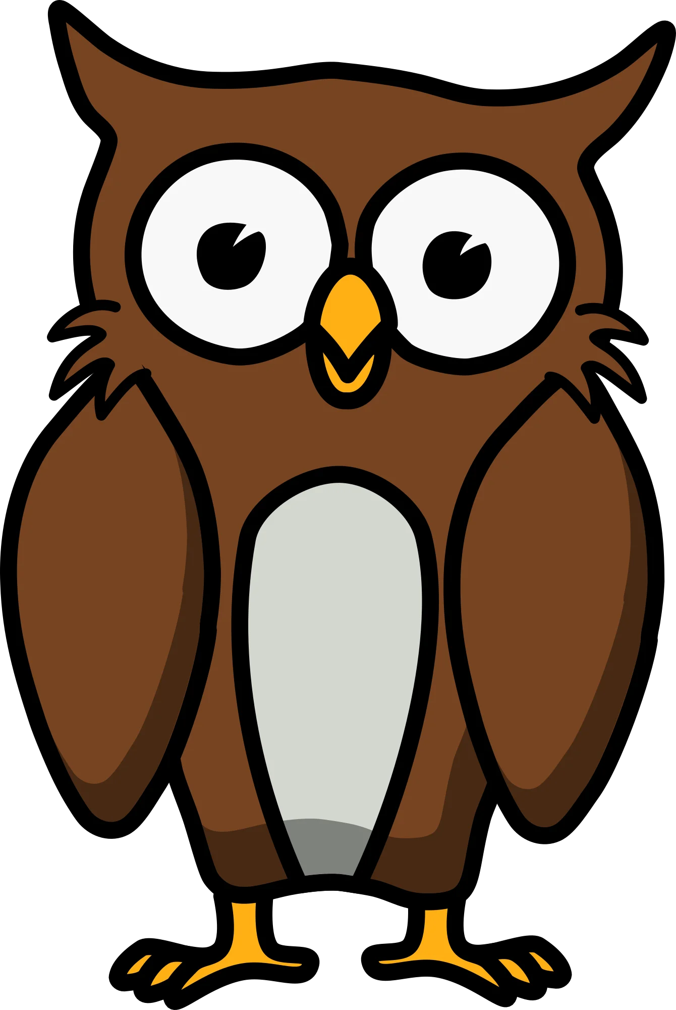 Adorable Brown Owl Clipart with Large Expressive Eyes and Minimalist Design