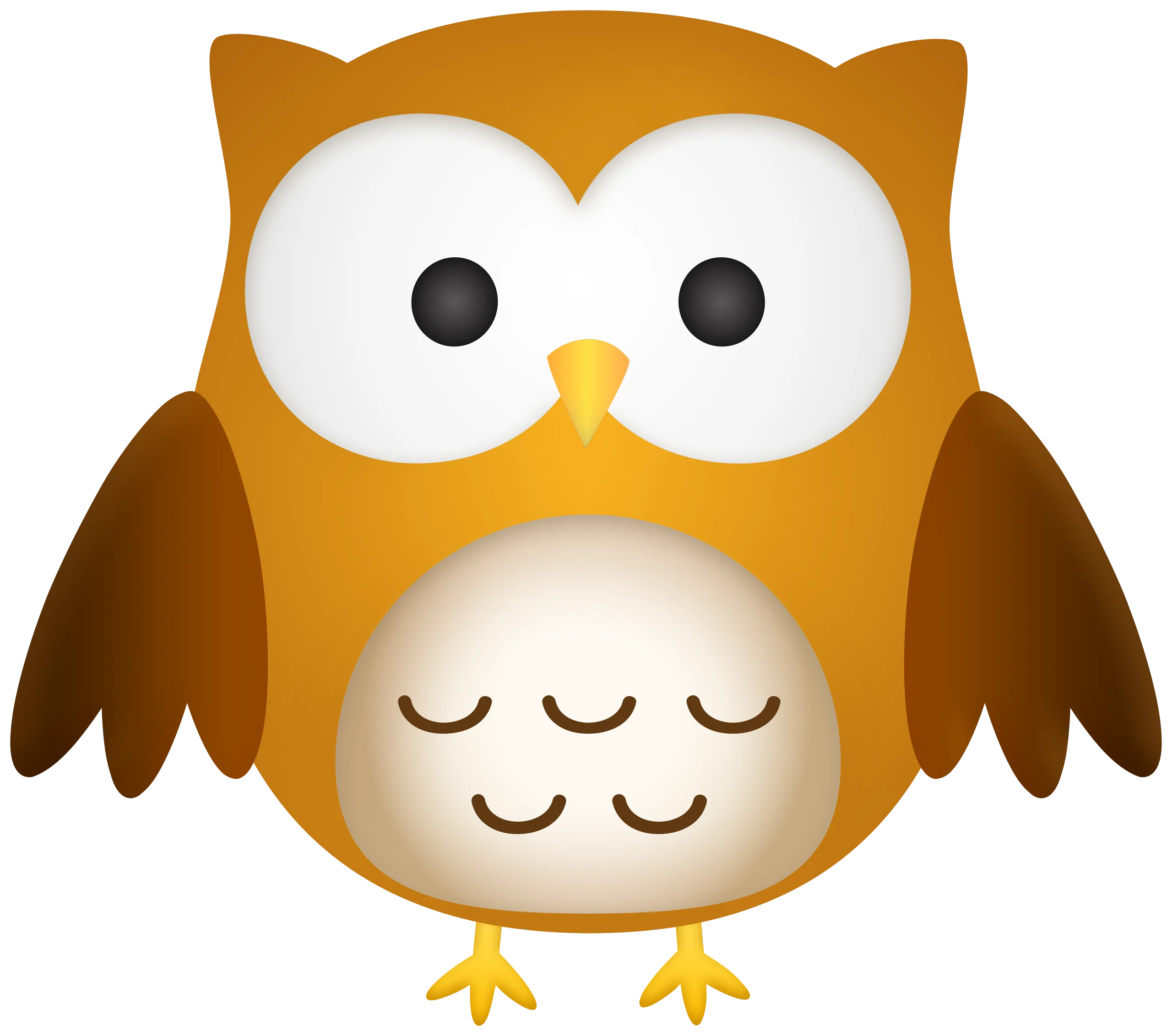 Adorable Cartoon Owl Clipart: Cute Big-Eyed Woodland Creature Illustration