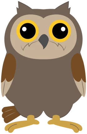 Adorable Cartoon Owl Clipart with Large Expressive Yellow Eyes