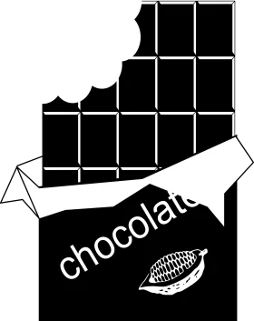 Black and White Stylized Chocolate Bar Clipart with Cocoa Bean Icon