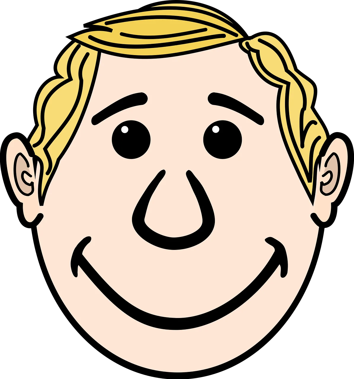 Cheerful Cartoon Dad Face Clipart with Blonde Hair and Warm Smile