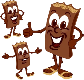 Cheerful Chocolate Bar Characters Clipart - Cute Animated Dessert Friends