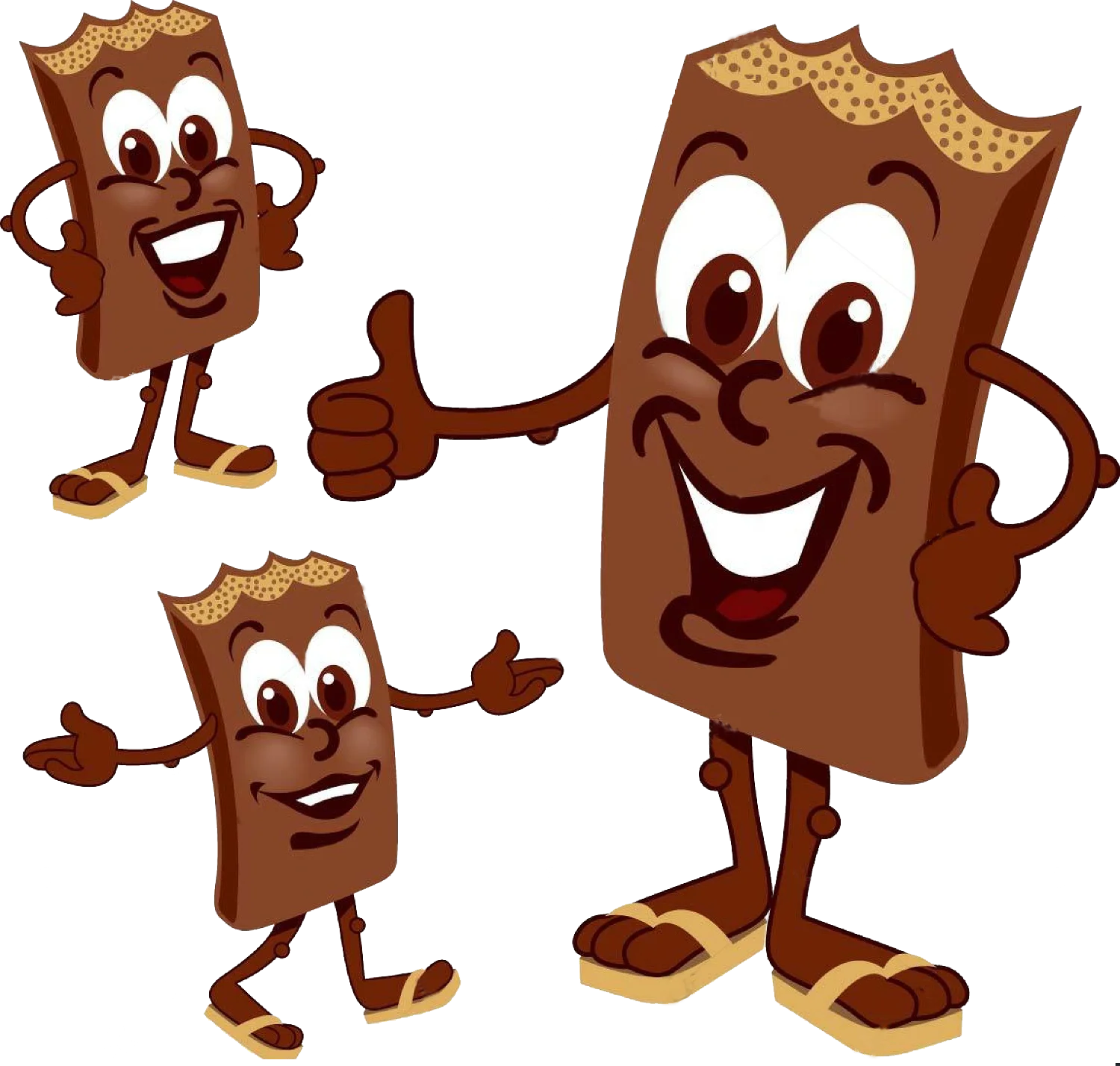 Cheerful Chocolate Bar Characters Clipart - Cute Animated Dessert Friends
