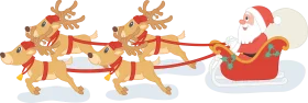 Cheerful Christmas Clipart: Santa's Magical Reindeer Sleigh Ride Illustration