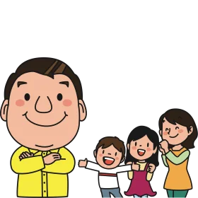 Cheerful Family Cartoon Clipart Showcasing Parental Love and Togetherness