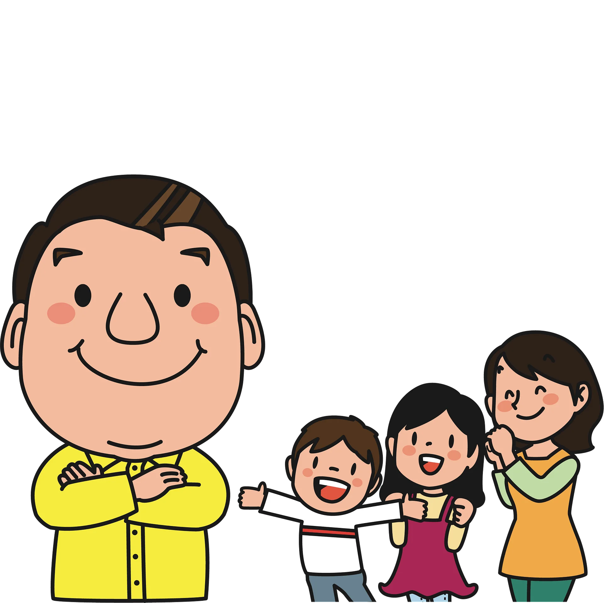 Cheerful Family Cartoon Clipart Showcasing Parental Love and Togetherness