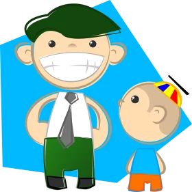 Cheerful Father and Son Cartoon Characters Playful Family Clipart Illustration