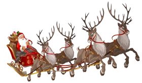 Classic Christmas Magic: Santa's Magnificent Reindeer-Drawn Sleigh Festive Clipart Illustration