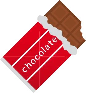 Classic Red and Brown Chocolate Bar Clipart Design with Artistic Bite Mark