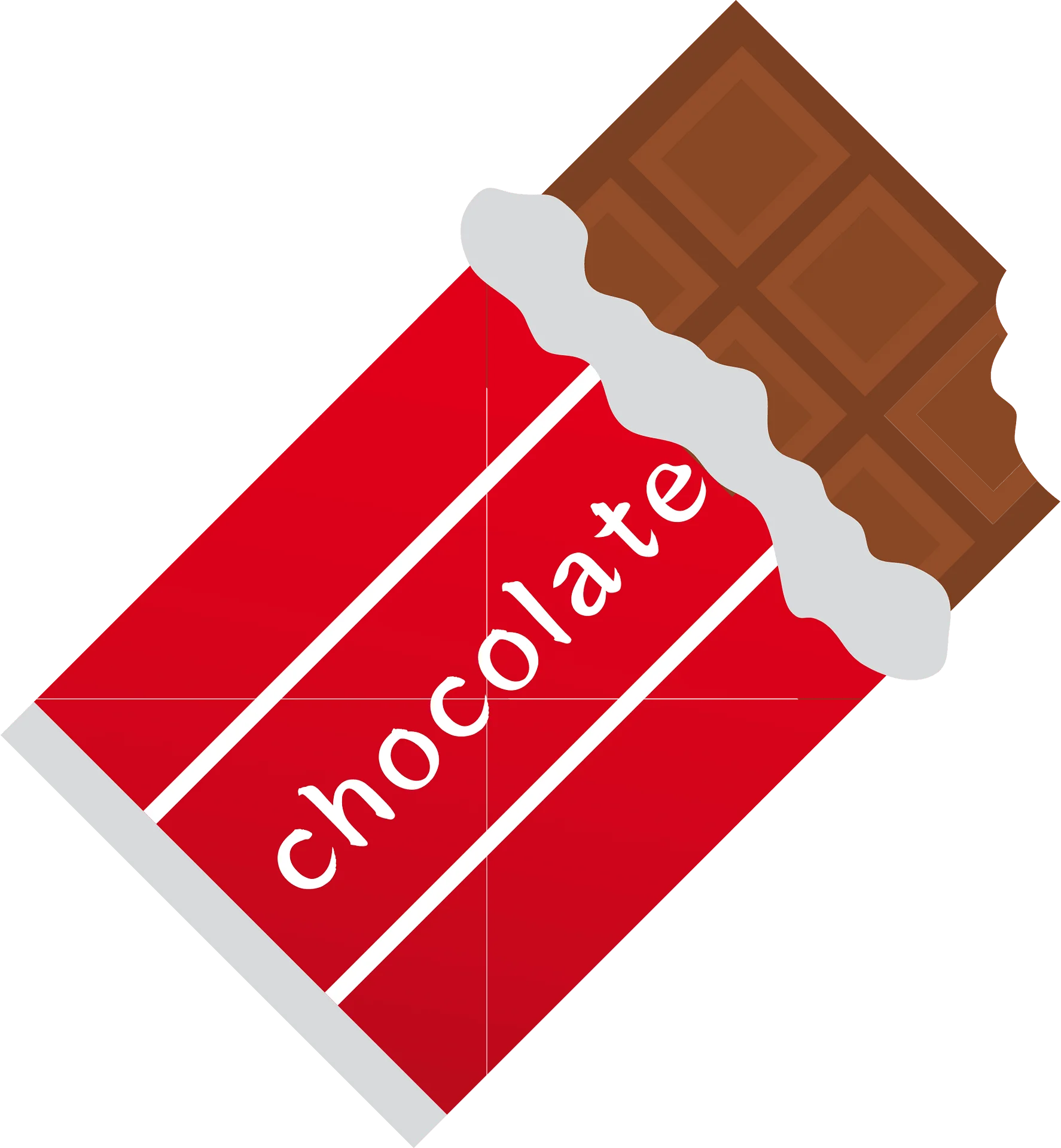 Classic Red and Brown Chocolate Bar Clipart Design with Artistic Bite Mark