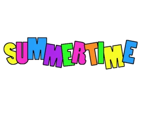Colorful and Playful Summertime Clipart with Cheerful Block Letters