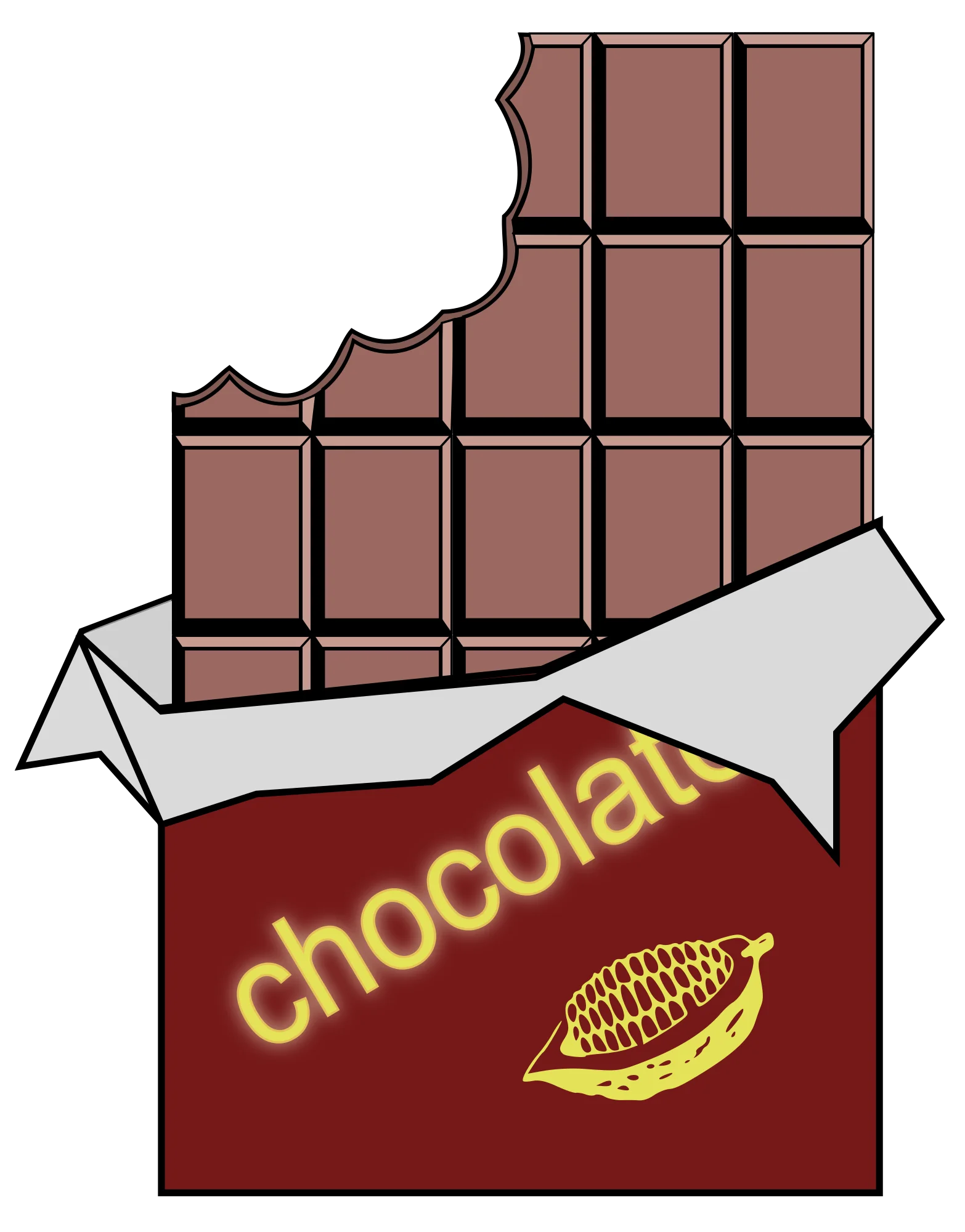 Delectable Chocolate Bar Clipart Illustration with Cocoa Bean Graphic Design