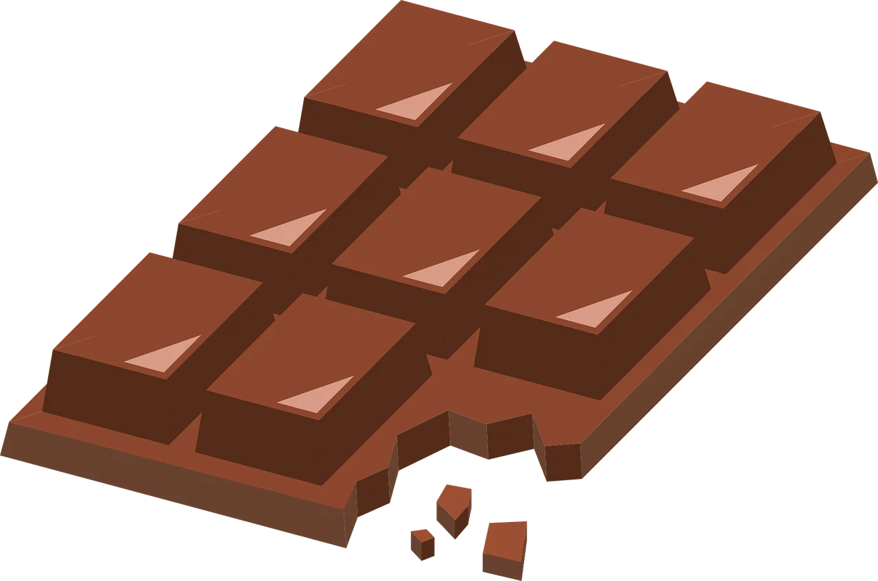 Delectable Milk Chocolate Bar Clipart with Broken Piece Illustration