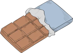 Delectable Milk Chocolate Bar Clipart with Partially Unwrapped Foil Wrapper