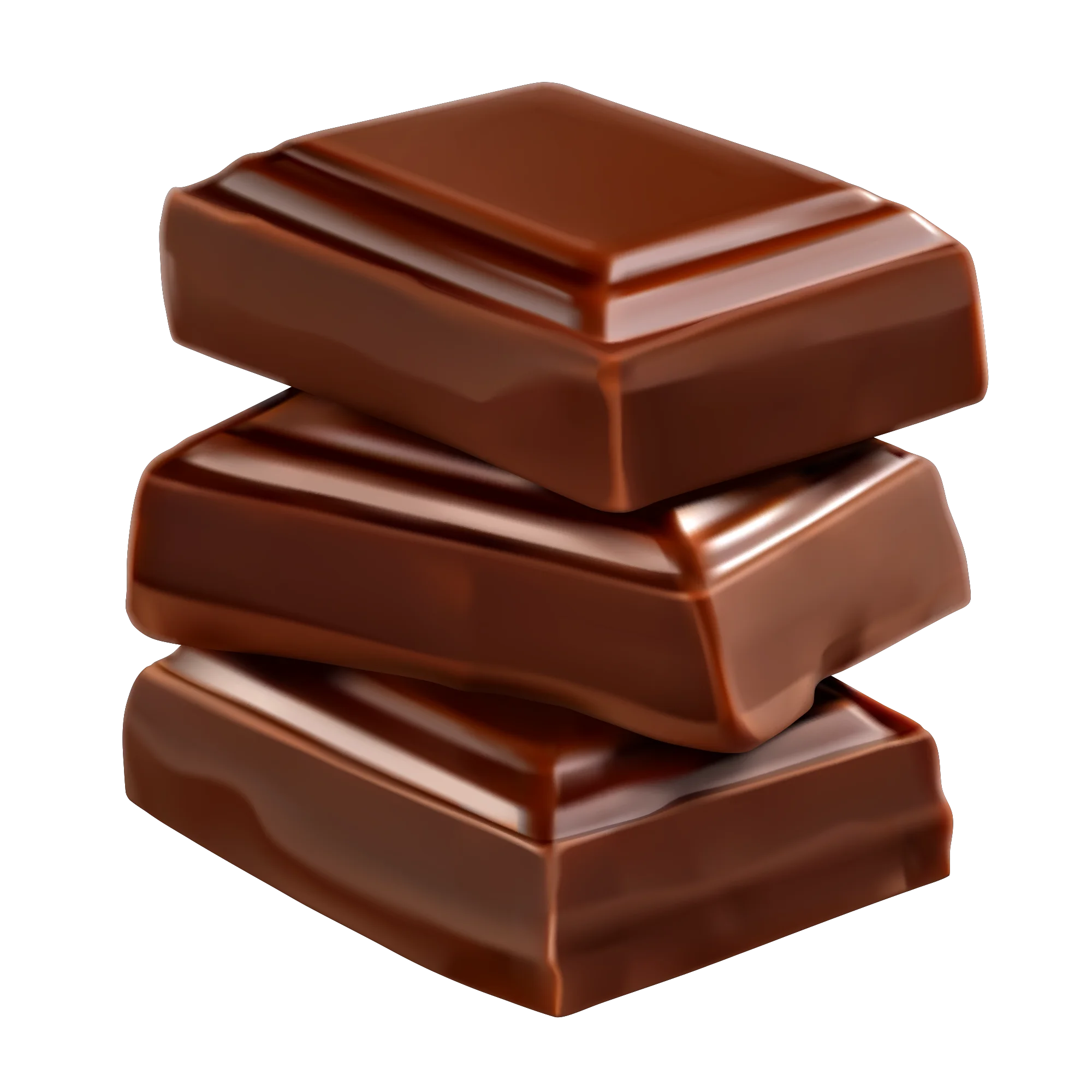 Delectable Stacked Chocolate Blocks Realistic Glossy Clipart Illustration