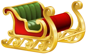 Enchanting Golden Christmas Sleigh Clipart - Traditional Holiday Transportation