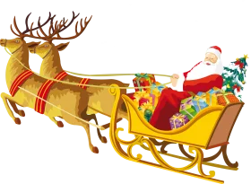 Festive Christmas Clipart Illustration of Santa's Magical Reindeer-Drawn Sleigh