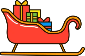 Festive Christmas Santa Claus Sleigh Clipart with Colorful Gift Presents