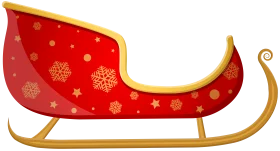 Festive Christmas Santa Claus Sleigh Clipart with Golden Embellishments
