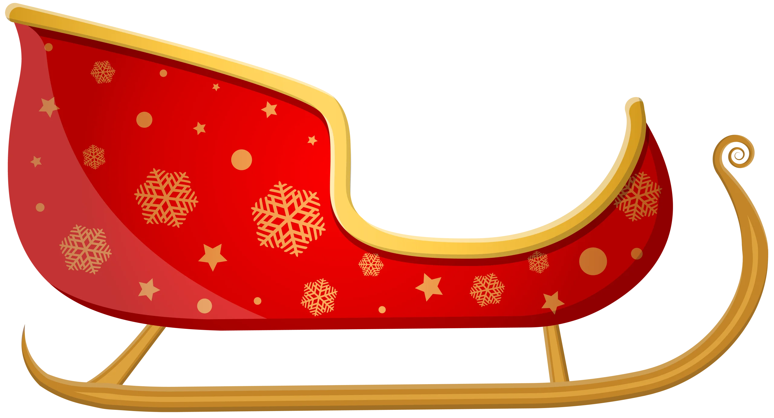 Festive Christmas Santa Claus Sleigh Clipart with Golden Embellishments