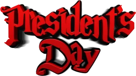 Festive Red Presidents Day Clipart with Stylized Dimensional Typography