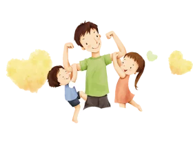 Heartwarming Family Moment: Playful Father and Children Bonding Clipart Illustration