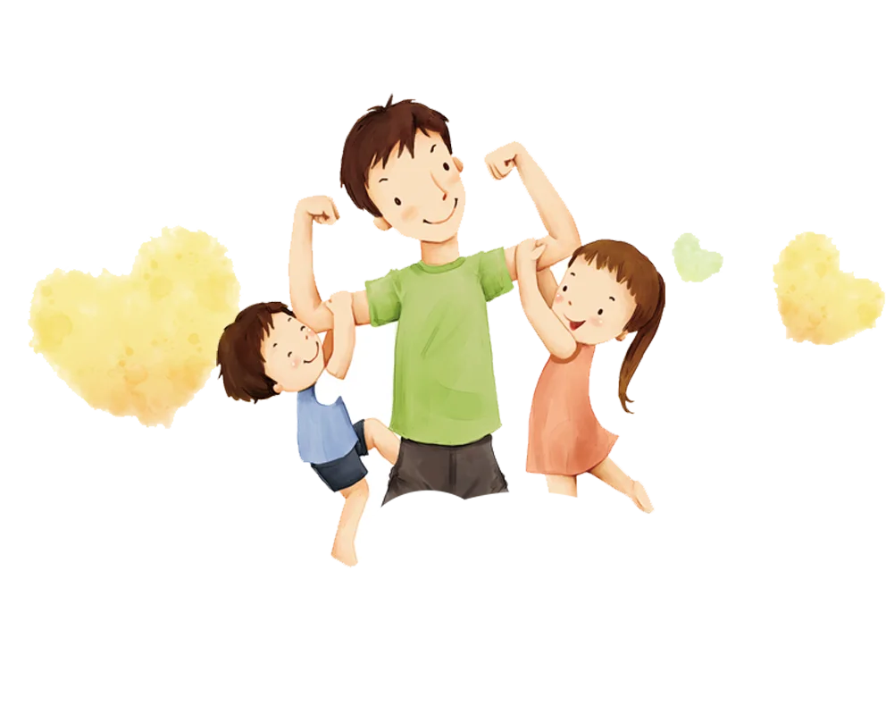 Heartwarming Family Moment: Playful Father and Children Bonding Clipart Illustration